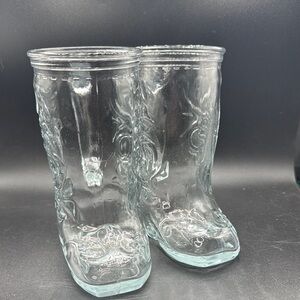 Clear Western Boot Glasses set of 2